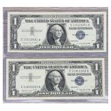 Lot of (2) $1 Dollar Silver Certificates