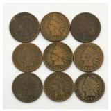 Lot of (6) Indian Head One Cent Coins Pennies