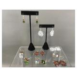 10 Pair Swarovski Crystal Holiday Earrings