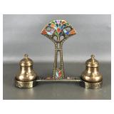 Vtg Mid-century Modern Brass Enamel Salt&pepper