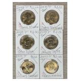 Lot of (6) Presidential Dollar Coins