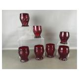 Poss. Fenton Mcm Thumbprint Ruby Red Glassware
