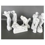 Vtg White Bisque Porcelain Figurines
