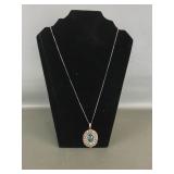 Vtg Filigree .925 Sterling Silver Pendant Necklace