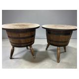 2 Mini Whiskey Barrel Side Tables