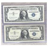 Lot of (2) $1 Dollar Silver Certificates