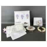 Vintage Stratton Powder Compact, Handkerchiefs &