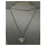 Sterling Silver Filigree Heart Pendant Necklace