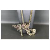 Vtg Kirks Folly Butterfly Necklace, Wall Hook &