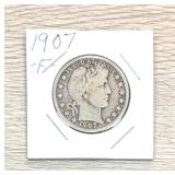 1907 Barber Half Dollar 90% Silver Coin