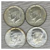 Lot of (4) Kennedy Half Dollars 40% Silver Coins