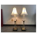 Vintage Brass And Crystal Table Lamps