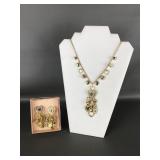 Kirks Folly Gold Tone Clip Earrings & Necklace