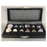 Costume Jewelry Statement Rings In Display Box
