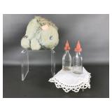 Vintage Glass Doll Bottles, Musical Squirrel &
