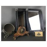 Mantle Clock And Hinged Vanity Mirror