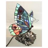 Tiffany-style Stained Glass Butterfly Accent Lamp