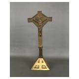 Vintage Brass Standing Crucifix Alter Cross