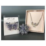 Kirks Folly Rhinestone Brooches & Angel Necklace