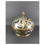 Lidded Trinket Box Hand-painted Bird&foliage