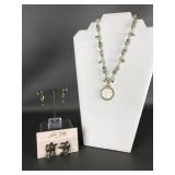 Vtg Kirks Folly Moon Necklace & Pierced Earrings