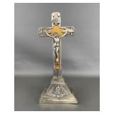 Art Deco Silver Tone Alter Or Wall Crucifix