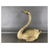 Vintage Brass Hollywood Regency-style Swan Statue