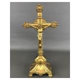 Vintage Gilded Metal Alter Crucifix