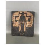 Vintage Wood Cut Religious Printing Block? Panel