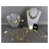 1980's Glamour Gold Tone Costume Jewelry