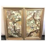 Mid-century modern bird panel i & ii signed j.