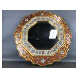 Floral Peruvian Reverse Painted Glass Mirror
