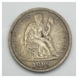 1889 Seated Liberty Dime 90% Silver Coin