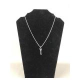 Sterling Silver Necklace W Crystal Pendant