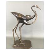 Vtg Andrea By Sadek Double Heron Bronze Sculpt.