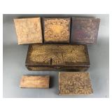 Handmade Flemish Pyrographic Wooden Boxes