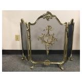 Vtg French Provincial Style Brass Fireplace Screen