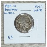 1935-D Buffalo Nickel 5 Cent Coin