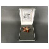 Nolan Miller Glamour Enamel Flower Brooch