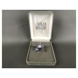 Nolan Miller Glamour Enamel Flower Brooch