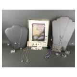 Butterfly Art Print & Colorful Crystal Jewelry
