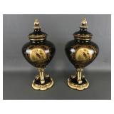 Vtg Resin Ornate Gold Trim Decorative Vases