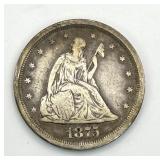 1875-S Seated Liberty Twenty Cent Piece 90% Silver