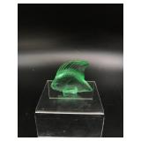 Signed Lalique Emerald Green Glass Fish Figurine