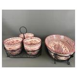 Cranberry-colored Ceramic Serving Dishes