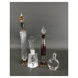 Egyptian Glass Perfume Bottles, Etched Crystal