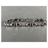 Sterling Silver Thai Red Gemstone Bracelet