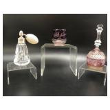 Antique Ruby Glass, Vtg Crystal Bell & Perfume Bot