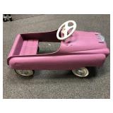 Vtg Repainted Pink Metal Pedal Car