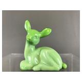 Fenton Green Fawn Glass Figurine W Box